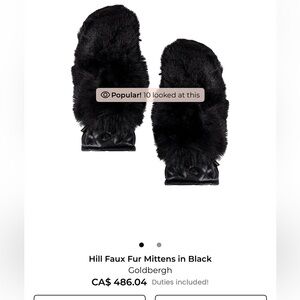 Goldbergh Black Quilted Faux Fur Mittens